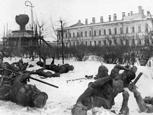 Разобранный памятник «Тысячелетие России». Январь 1944 г.