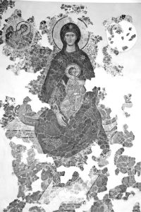 Фресковая композиция «Богоматерь на троне», 1466 г., после реставрации Фресковая композиция «Богоматерь на троне», 1466 г., после реставрации