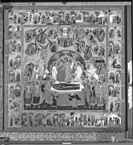 Храмовая икона «Успение Богоматери», XVII в. Храмовая икона «Успение Богоматери», XVII в.