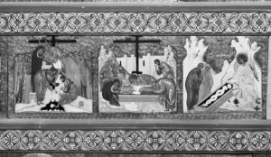 Икона Страстного цикла «Снятие с креста, Положение во гроб, Жёны Мироносицы у гроба господня», 1509 г. Икона Страстного цикла «Снятие с креста, Положение во гроб, Жёны Мироносицы у гроба господня», 1509 г.